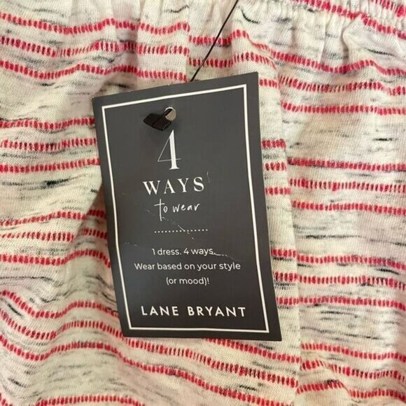 Lane Bryant Wear 4 Ways Off The Shoulder Red & Gray Stripe Dress 22/24 Plus NWT - Picture 7 of 9